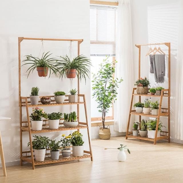 吊蘭花架 室內植物架花盆架可懸掛多層楠竹花架盆栽花架