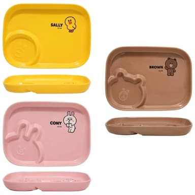 【LINE FRIENDS】創意餃子盤 (正版授權 熊大 莎莉 兔兔 卡通餐具 水餃盤 陶瓷盤 炸物盤 薯條盤 盤子 可微波 可烤箱 陶瓷 水果盤 餐盤 抽獎禮物 辦公小物 餐廚 送禮 生日禮物 交換禮物 聖誕禮物)
