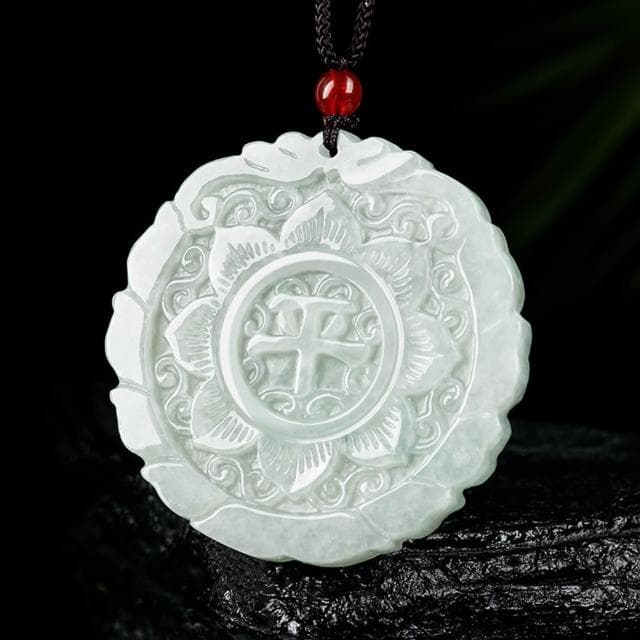 【Paiya 派亞】緬甸A貨翡翠蓮花平安牌糯種玉石吊墜男士挂件女款玉佩交換禮物/送禮