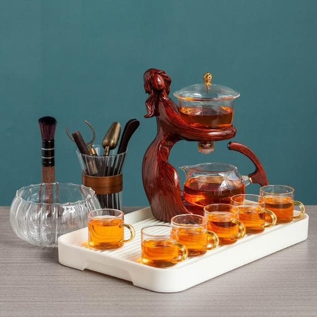 創意仕女磁吸感應出水泡茶壺懶人全自動茶具套裝家用會客沖茶神器