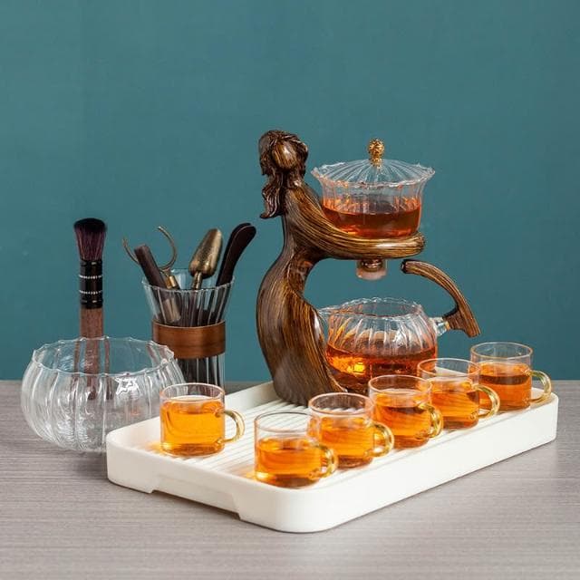 創意仕女磁吸感應出水泡茶壺懶人全自動茶具套裝家用會客沖茶神器