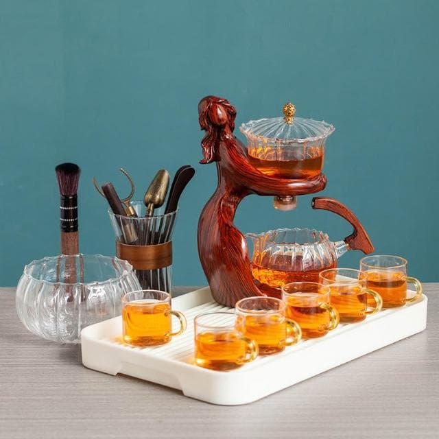創意仕女磁吸感應出水泡茶壺懶人全自動茶具套裝家用會客沖茶神器