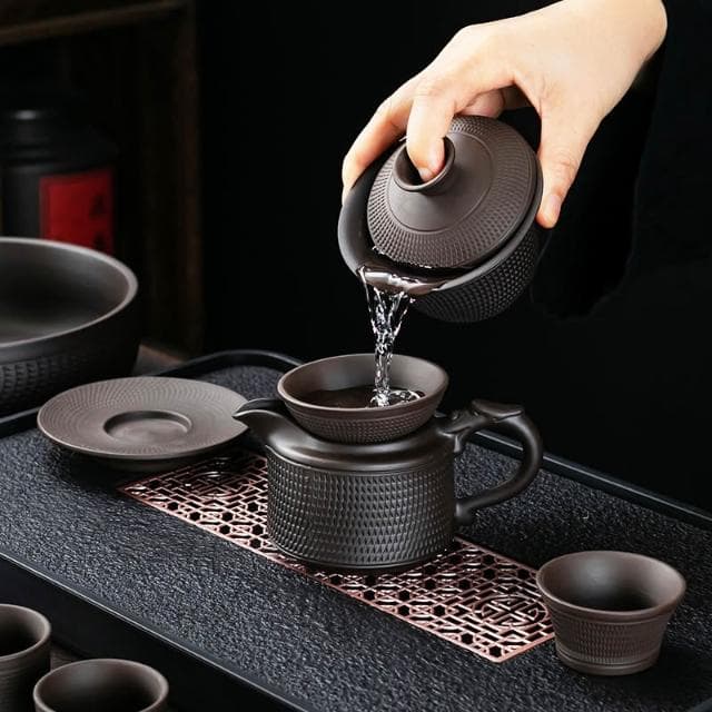 紫砂跳刀功夫茶具新款家用整套泡茶器套裝新中式陶瓷