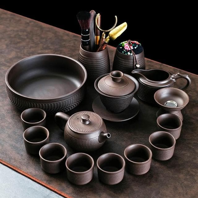 紫砂跳刀功夫茶具新款家用整套泡茶器套裝新中式陶瓷