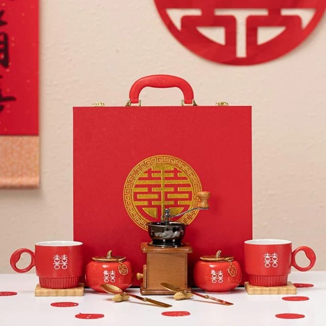 光滑不藏垢 閨蜜新婚禮物送新人咖啡機創意禮品結婚訂婚實用咖啡杯高檔伴手禮