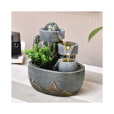 廠家直銷 高山流水噴泉假山水景擺件客廳辦公桌裝飾風水輪招財喬遷開業禮物高山流水 招財流水盆 流水聚寶盆 流水擺件