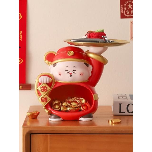 创意财神糖果钥匙双收纳摆件家居客厅桌面装饰品新年乔迁新居礼物