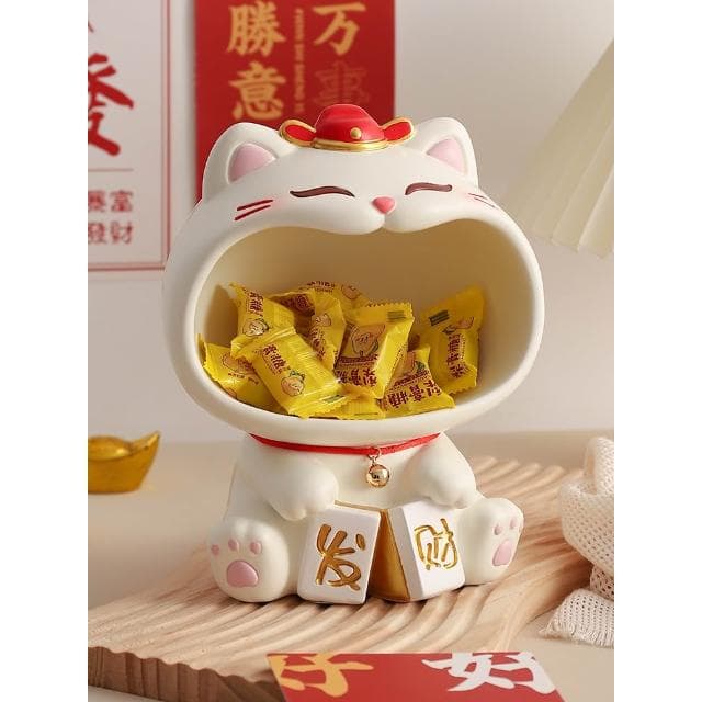 入户玄关摆件钥匙收纳可爱招财猫家居客厅斗柜装饰品乔迁新居礼物