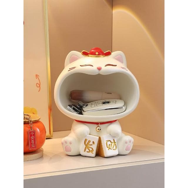入户玄关摆件钥匙收纳可爱招财猫家居客厅斗柜装饰品乔迁新居礼物
