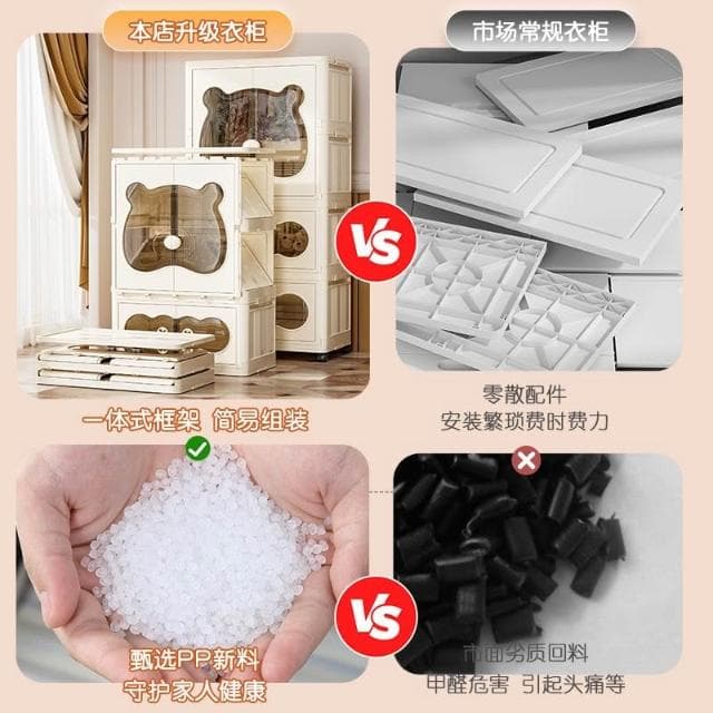 宝宝衣服收纳柜免安装折叠储物柜加厚儿童衣柜家用卧室婴儿小衣橱