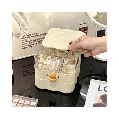 旋轉首飾盒精緻發飾飾品首飾耳環盒子項鏈戒指耳釘耳飾可愛收納發