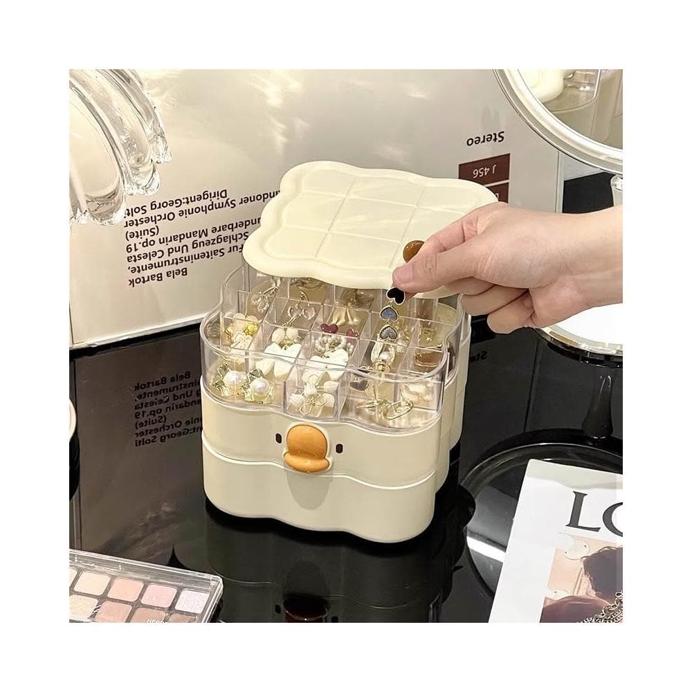 旋轉首飾盒精緻發飾飾品首飾耳環盒子項鏈戒指耳釘耳飾可愛收納發