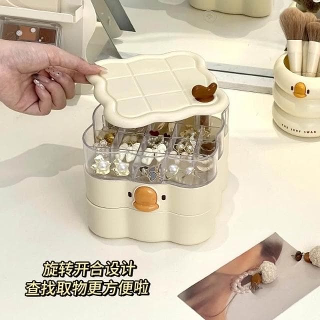 旋轉首飾盒精緻發飾飾品首飾耳環盒子項鏈戒指耳釘耳飾可愛收納發