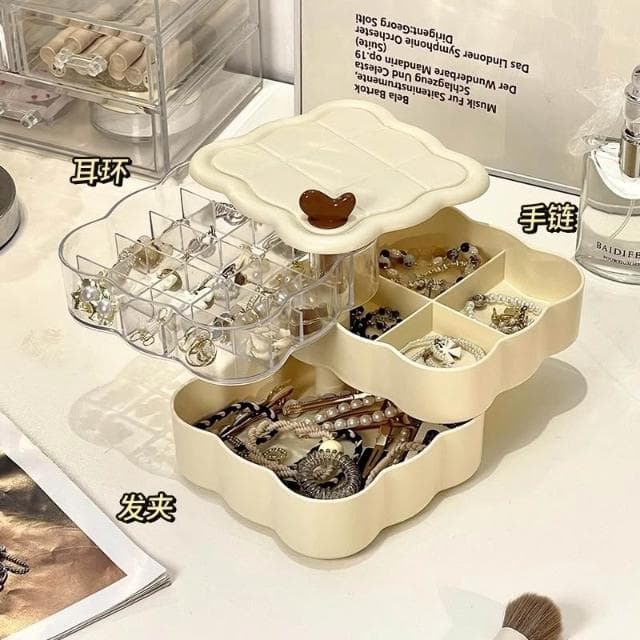 旋轉首飾盒精緻發飾飾品首飾耳環盒子項鏈戒指耳釘耳飾可愛收納發
