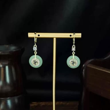{遇見臻品}BG261時尚國風好運平安耳扣優雅復古宮廷新中式福字耳飾古風福字平安耳扣中式國風漢衣耳環古風漢衣婚紗耳環