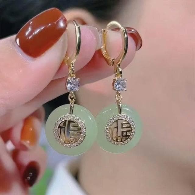 {遇見臻品}BG261時尚國風好運平安耳扣優雅復古宮廷新中式福字耳飾古風福字平安耳扣中式國風漢衣耳環古風漢衣婚紗耳環