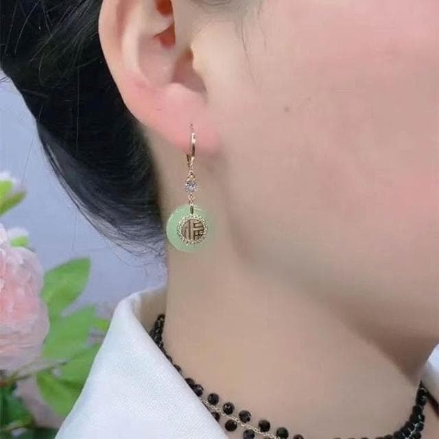 {遇見臻品}BG261時尚國風好運平安耳扣優雅復古宮廷新中式福字耳飾古風福字平安耳扣中式國風漢衣耳環古風漢衣婚紗耳環