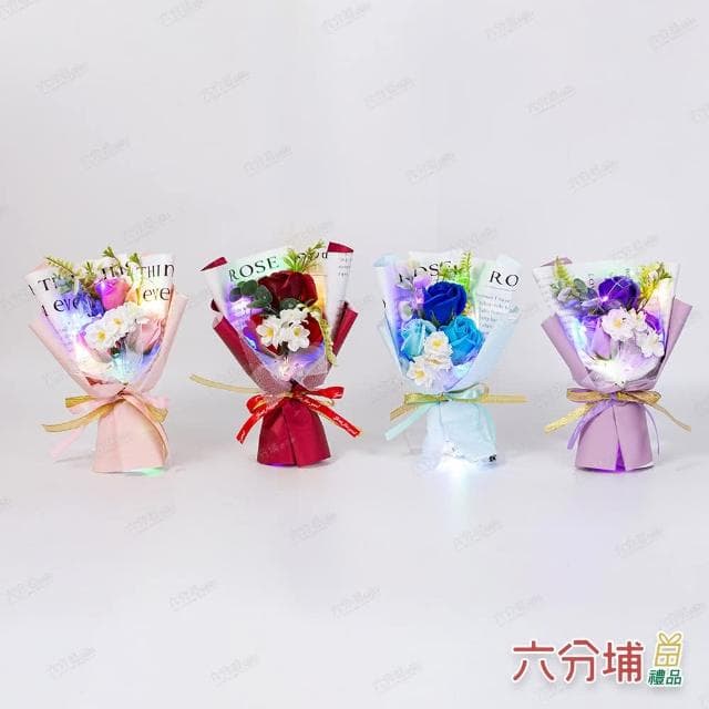 【六分埔禮品】LED櫻花玫瑰香皂花禮盒-多款任選(Ins生日畢業禮物花束人造花母親節告白情人節求婚)