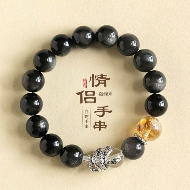 【Paiya 派亞】蛇年12mm紅膠花黃塔晶情侶手鏈女時尚高級感白水晶手串送禮好物/交換禮物