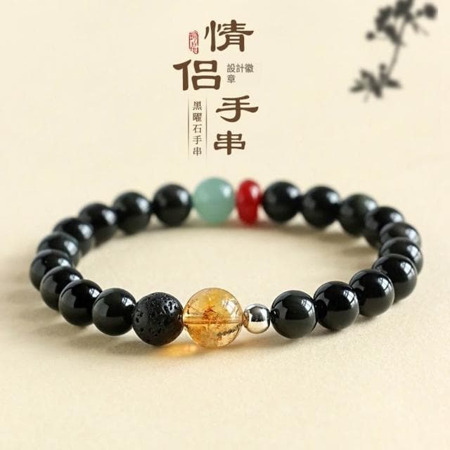【Paiya 派亞】新中式黑曜石黃塔水晶情侶手鏈女小衆高級感瑪瑙翡翠手串送禮好物/交換禮物