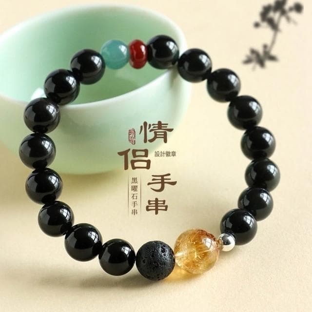 【Paiya 派亞】新中式黑曜石黃塔水晶情侶手鏈女小衆高級感瑪瑙翡翠手串送禮好物/交換禮物