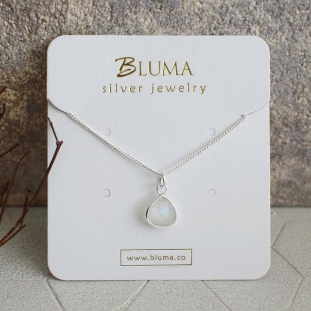 【BLUMA】純粹月光石原礦純銀項鍊 水晶鎖骨鏈 情人閨蜜生日禮物 天然石水滴吊墜 飾品禮盒 聖誕禮物
