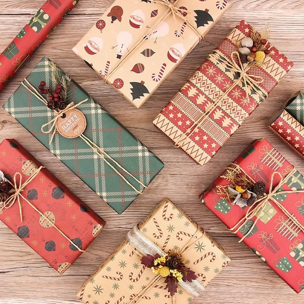ʚ ɞGIFTME5台灣現貨ʚ ɞ復古聖誕風包裝紙牛皮紙包裝紙 聖誕禮物 交換禮物 聖誕節 禮品包裝 禮物裝飾 生