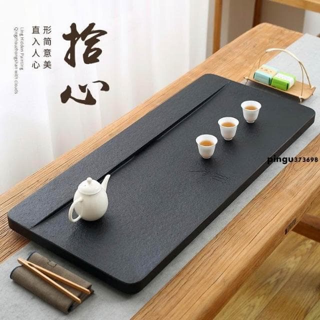 烏金石茶盤整塊家用石頭天然石材現代簡約排水茶臺茶具托盤大茶海