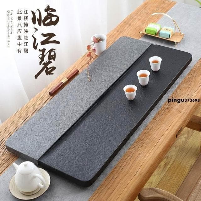 烏金石茶盤整塊家用石頭天然石材現代簡約排水茶臺茶具托盤大茶海