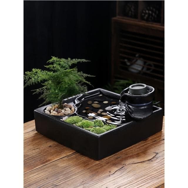 宅配免運  創意流水生財 循環水招財辦公室桌面裝飾品 茶几噴泉小擺件 開業禮物