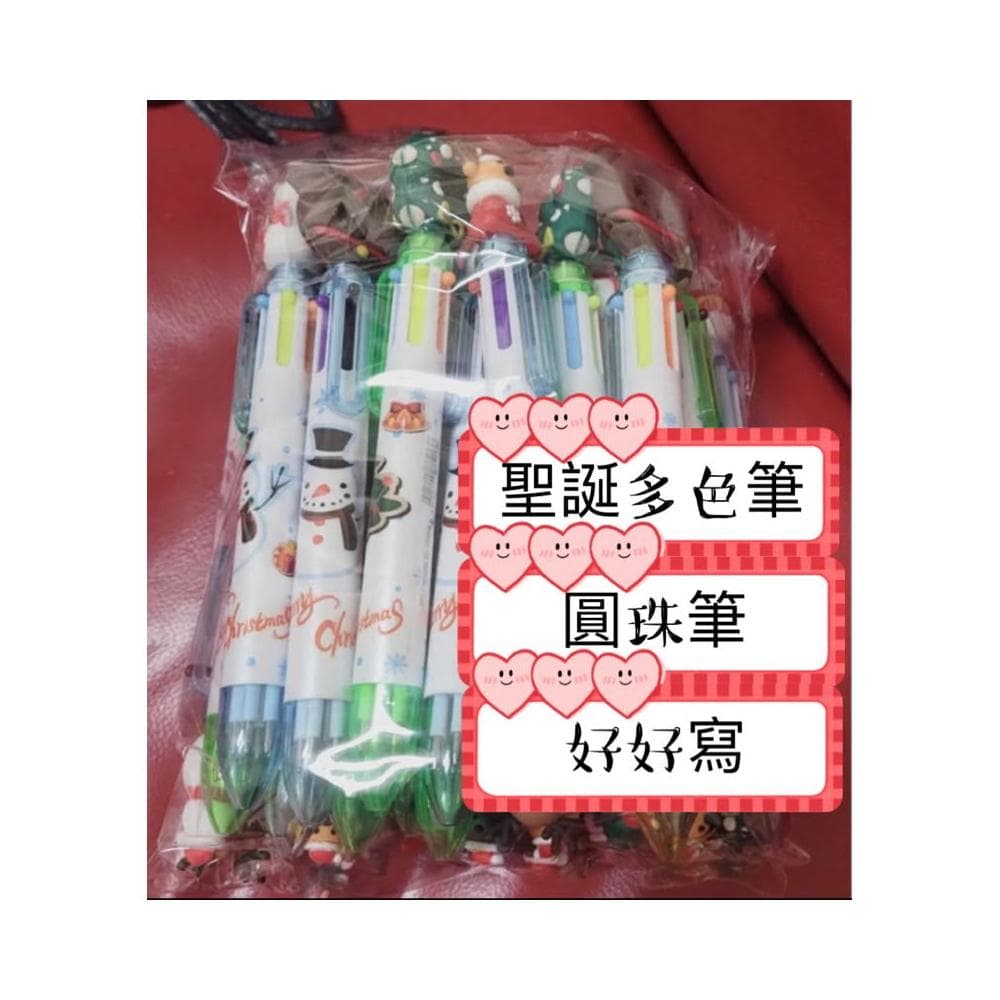 6色圓珠筆 6隻入(台灣有貨）聖誕節系列6色按壓圓珠筆 耶誕派對小禮物耶誕節日禮品六色筆聖誕