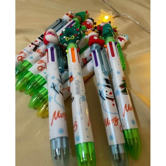 6色圓珠筆 6隻入(台灣有貨）聖誕節系列6色按壓圓珠筆 耶誕派對小禮物耶誕節日禮品六色筆聖誕