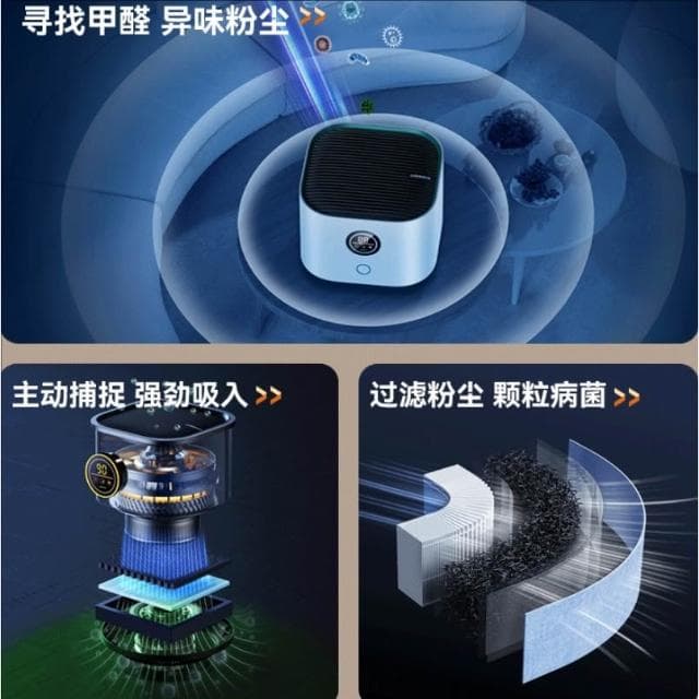 空氣凈化器 桌面消毒機 小型空氣過濾器 房間辦公室用 空氣循環除醛器 智能大屏 大功率