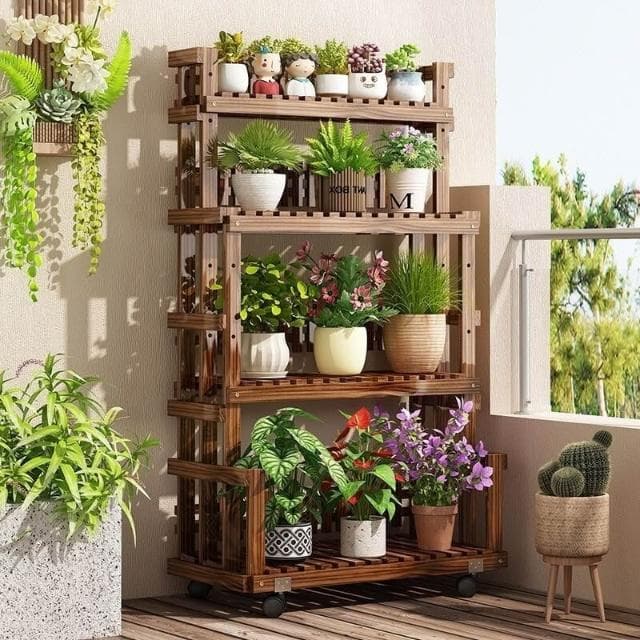 新款花架子室內傢用多層植物花卉擺放架陽臺階梯式盆栽移動展示架