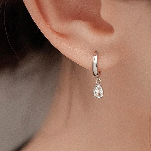 【LEESA】999純銀\鋯石\耳扣\耳環女\水滴耳環\圓圈耳環\耳墜\小眾設計\耳飾\造型耳環\歐美耳環\日系穿搭\配飾\禮物