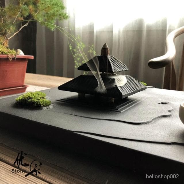 天然烏金石茶盤排水茶臺倒流香茶海中式幹泡臺黑曜石茶託功夫茶具