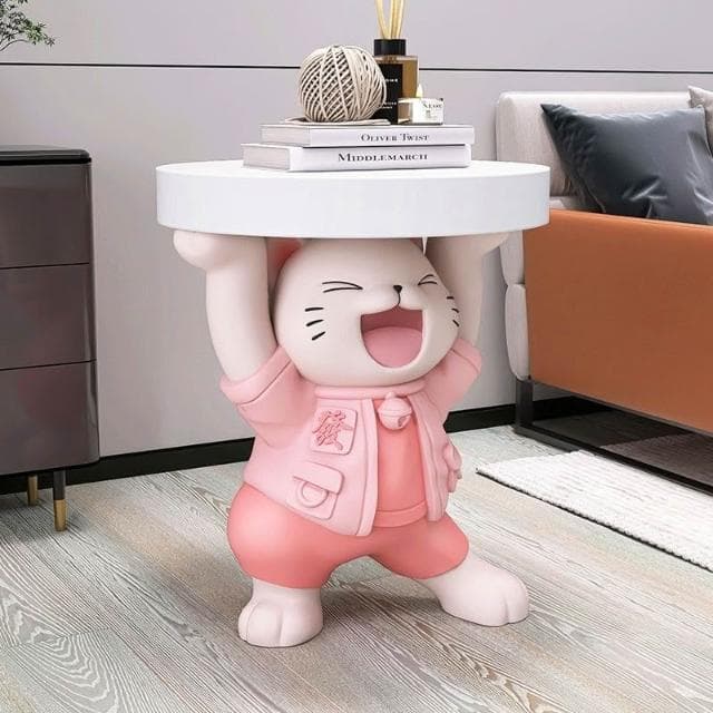 免運 招財貓邊幾 創意招財貓 落地擺件 客廳電視櫃 沙發旁茶幾 家居飾品喬遷禮物