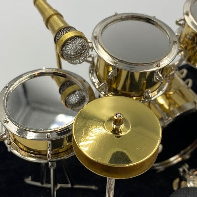 迷你鍍金爵士鼓 爵士鼓模型擺飾樂器 情人節 聖誕節 父親節 交換禮物 袖珍 模型 樂器模型
