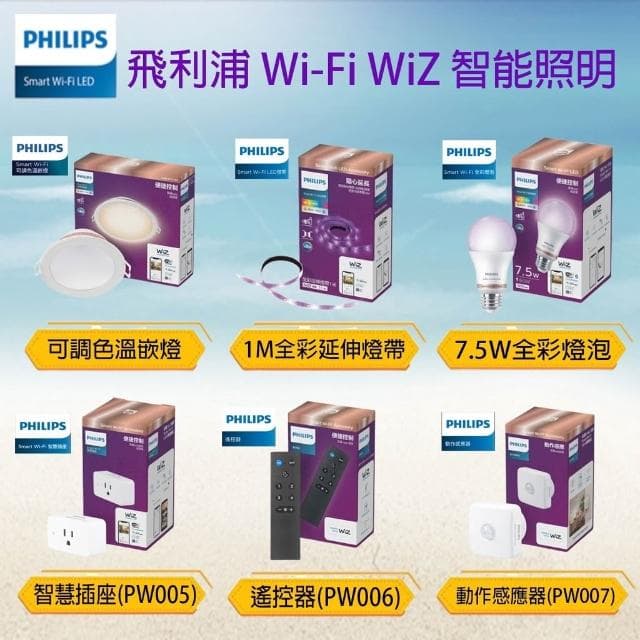 【Philips 飛利浦】Wiz 智慧照明 8w 全彩燈泡 LED電燈泡 智能燈泡(一組4個)