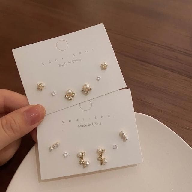 Miss Si 現貨速發 氣質溫柔珍珠耳釘套裝 s925銀針 小眾設計簡約精緻高級感網紅耳飾