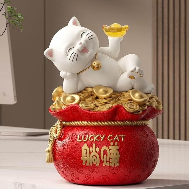 高品質設計感 招財貓擺件躺賺福袋存錢罐送朋友店鋪公司前臺裝飾開業禮物