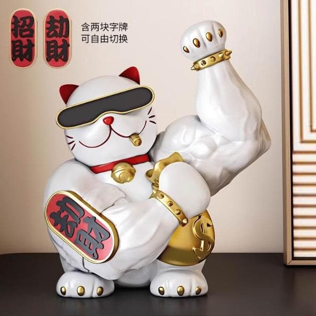 樹脂材質環保健康 獨家創意招財貓肌肉麒麟擺件開業禮品店鋪禮物前臺裝飾品喬遷禮物