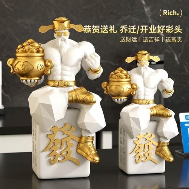 肌肉財神爺桌面擺件家用店鋪收銀臺裝飾品辦公室擺設喬遷開業禮物