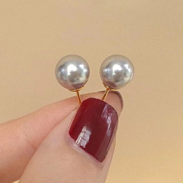 【LEESA】耳環\耳針\銀色耳環\冷淡風\耳飾\生日禮物\純銀耳環\女生耳環\小眾設計\珍珠耳釘\高級感\灰珍珠\個性耳釘\