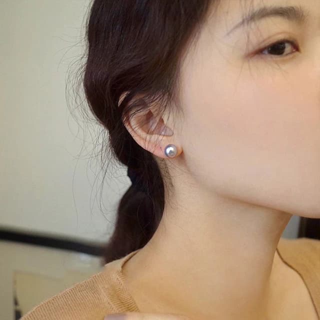 【LEESA】耳環\耳針\銀色耳環\冷淡風\耳飾\生日禮物\純銀耳環\女生耳環\小眾設計\珍珠耳釘\高級感\灰珍珠\個性耳釘\