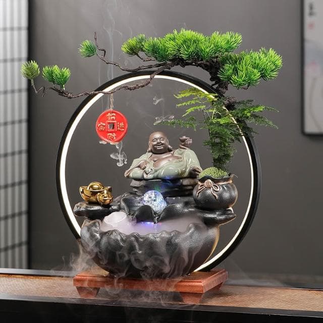 創意招財流水擺件迴圈水轉運球客廳玄關公司辦公室裝飾品開業禮物