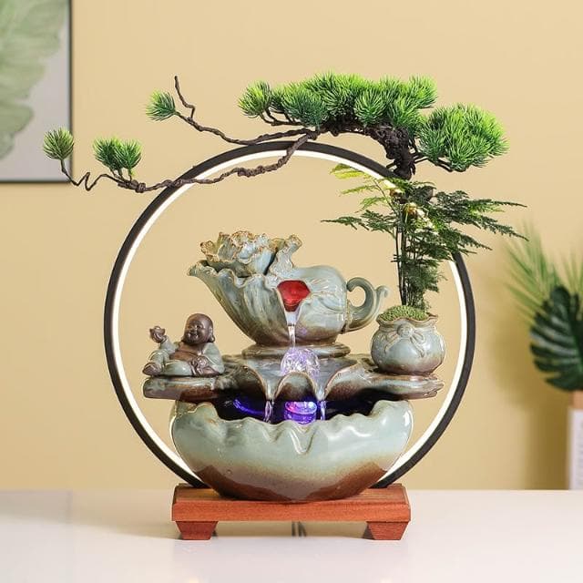 創意招財流水擺件迴圈水轉運球客廳玄關公司辦公室裝飾品開業禮物