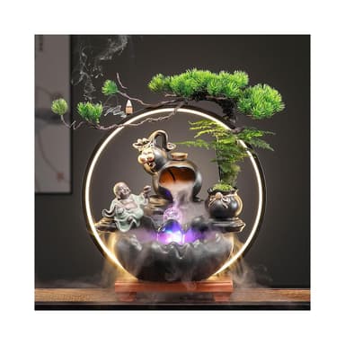 福財雙收創意招財流水擺件迴圈水轉運球辦公室裝飾品公司開業禮物