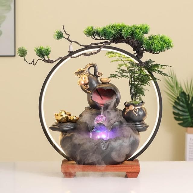 福財雙收創意招財流水擺件迴圈水轉運球辦公室裝飾品公司開業禮物