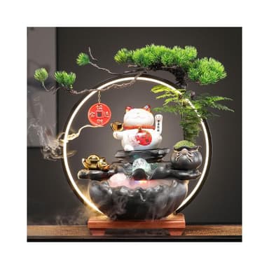 創意招財貓流水擺件迴圈轉運球客廳玄關公司辦公室裝飾品開業禮物